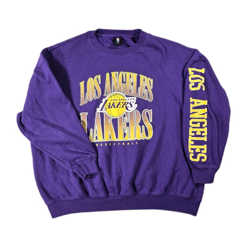 Mens LA Lakers NBA Pullover Crewneck Sweatshirt Purple XL